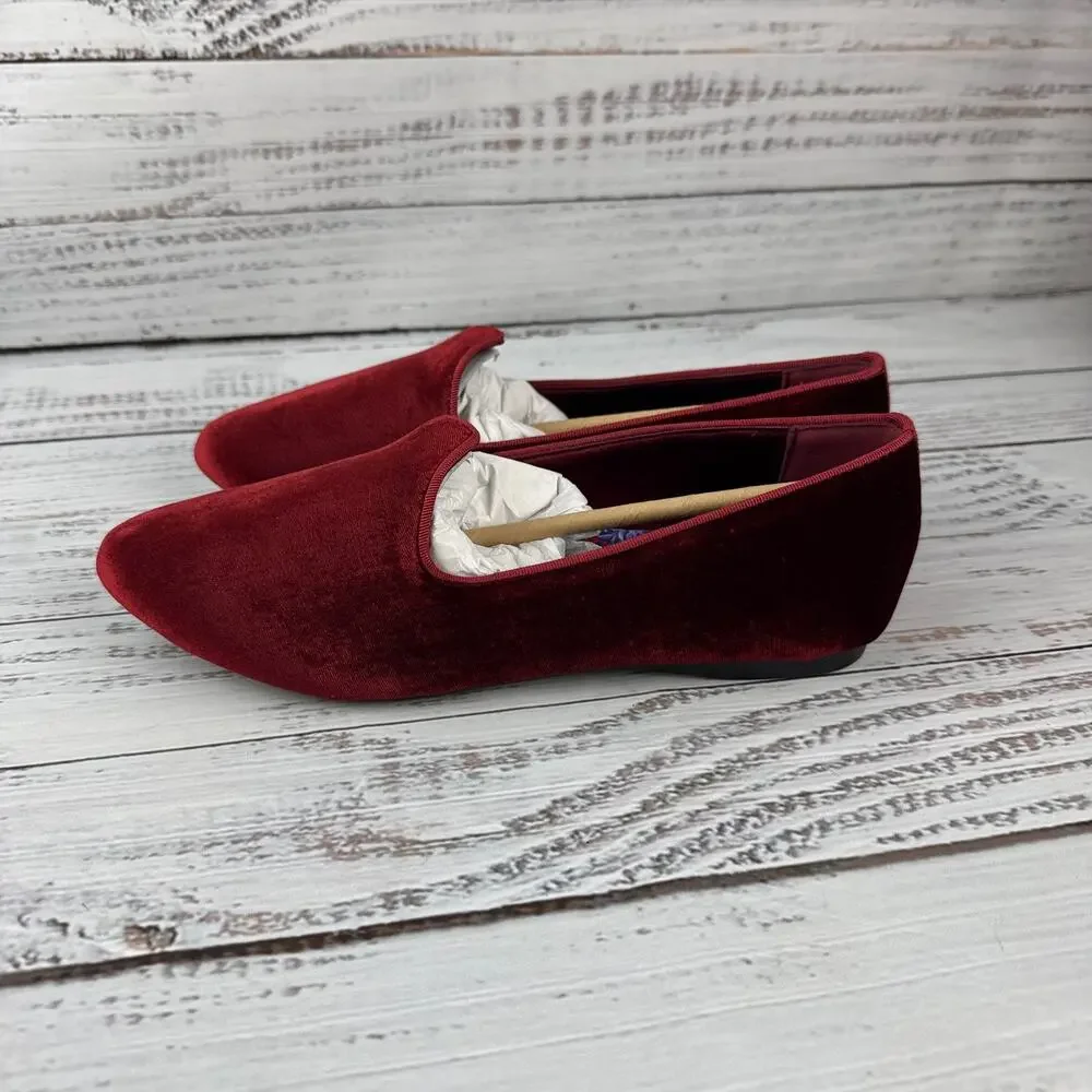 Birdies The Heron Womens 8.5 Slip On Flats Garnet Red Velvet